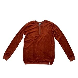 NWT Crew Kids Orange Velour 3/4 Zip Long Sleeve Top Size 18 Girl's